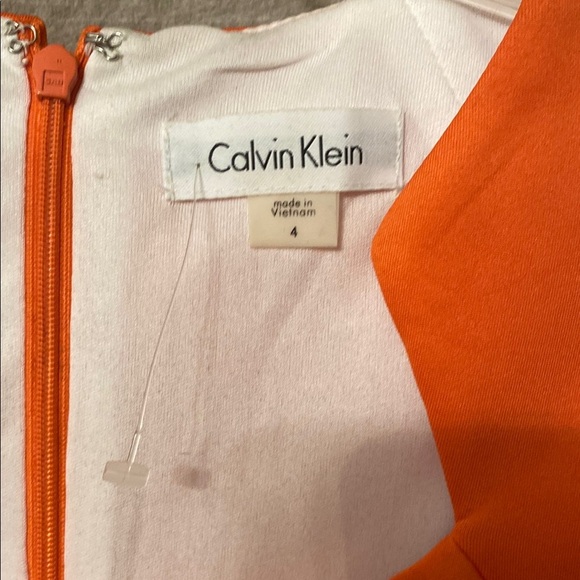 Calvin Klein Elegant Orange Sleeveless Dress Size 4 - Picture 3 of 8